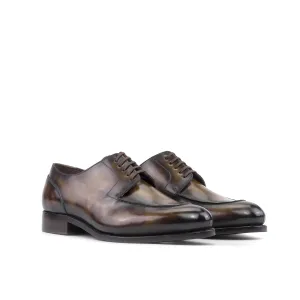 Ambrogio Bespoke Men's Shoes Tobacco Patina Leather Derby Split Toe Oxfords (AMB2447)