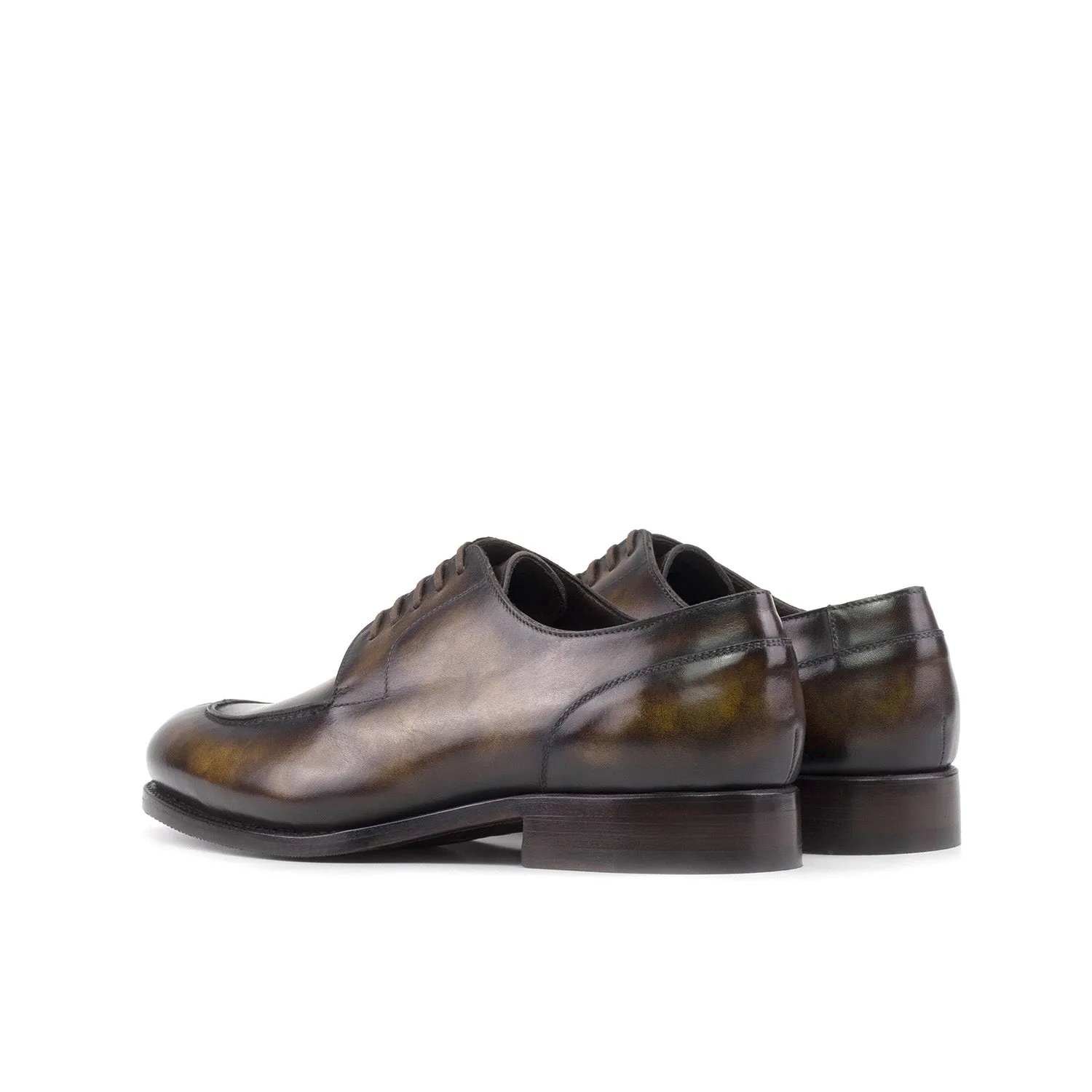 Ambrogio Bespoke Men's Shoes Tobacco Patina Leather Derby Split Toe Oxfords (AMB2447)