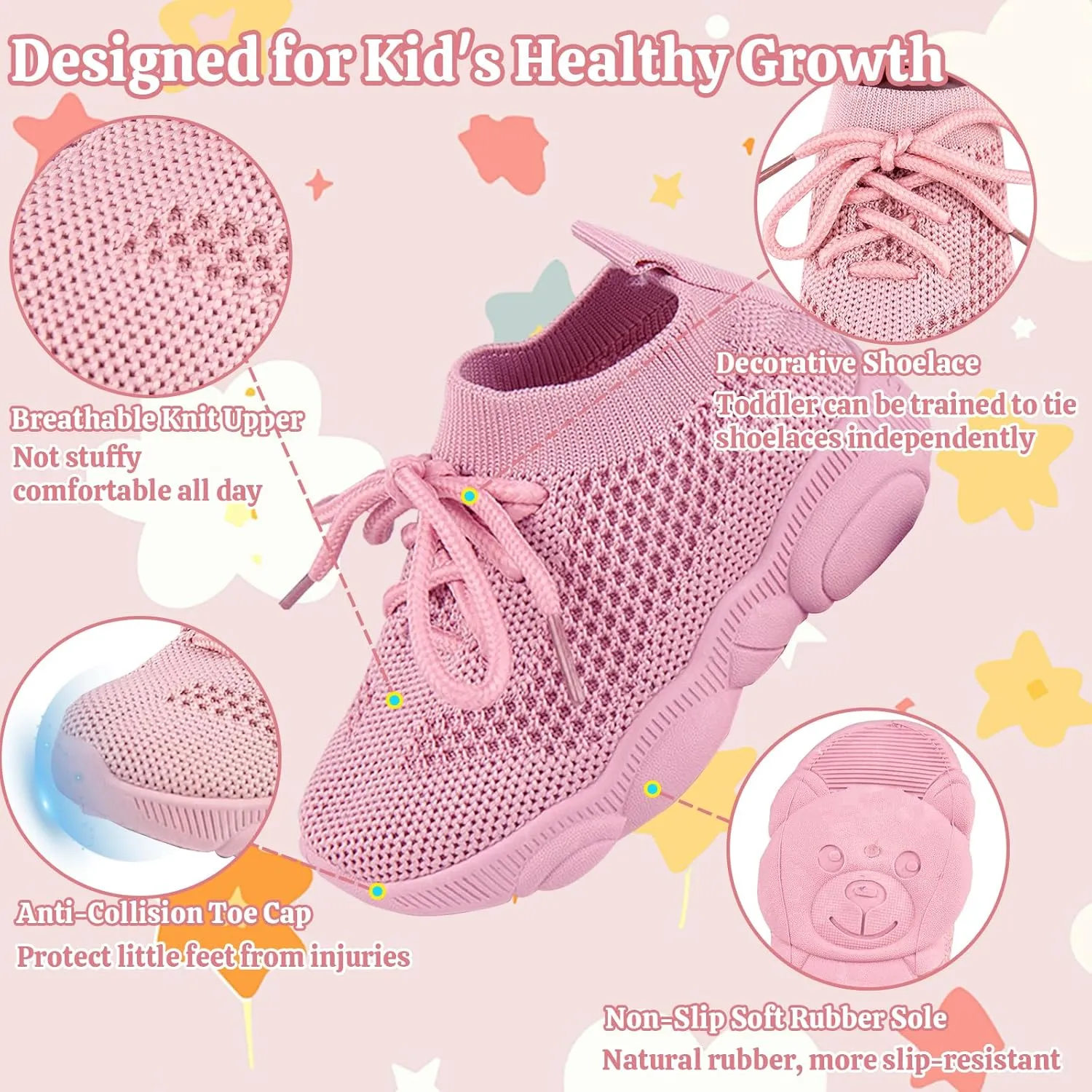 Baby Boy Girl First Walking Shoes Toddler Infant Mesh Sneakers Breathable Lightweight Non-slip Rubber Sole Summer