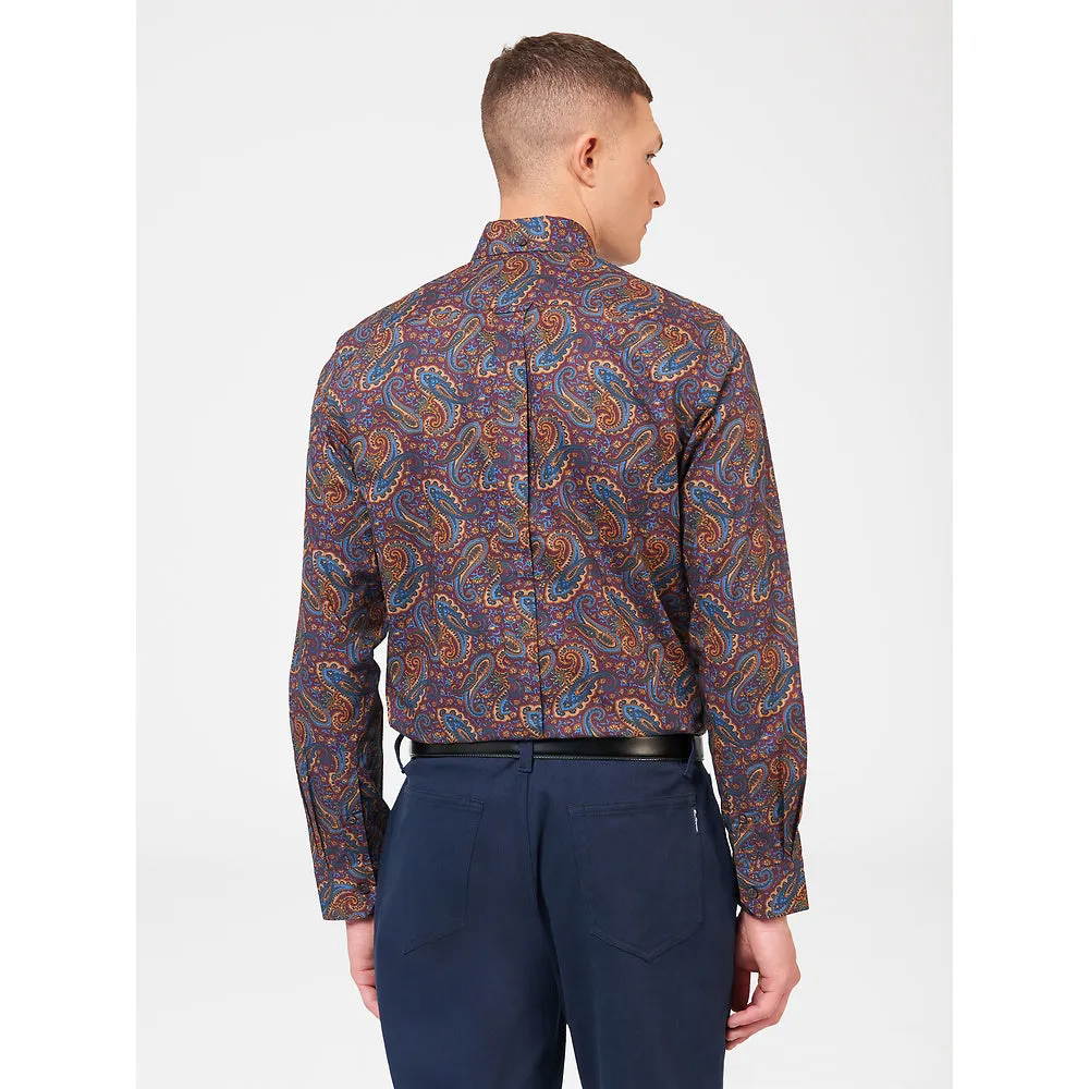Ben Sherman Long Sleeve Shirt: Paisley Print - Aubergine