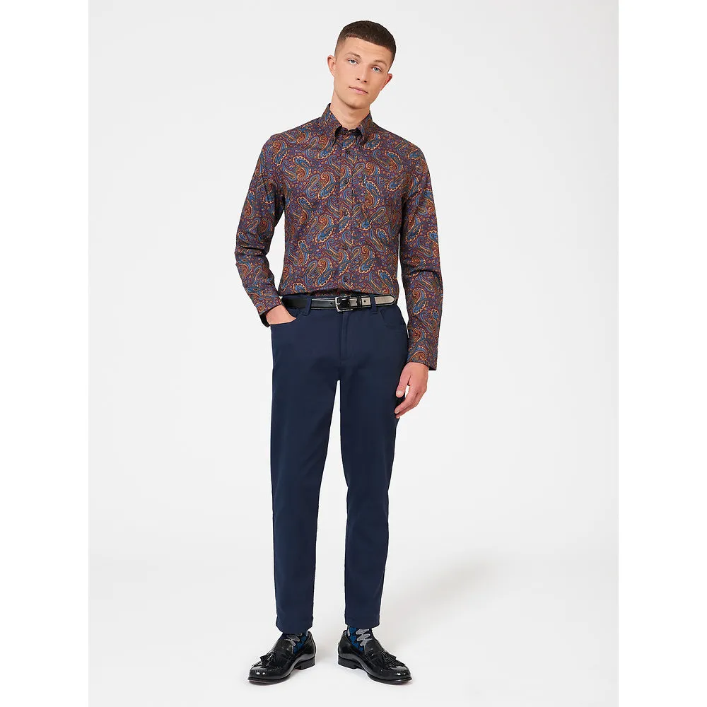 Ben Sherman Long Sleeve Shirt: Paisley Print - Aubergine