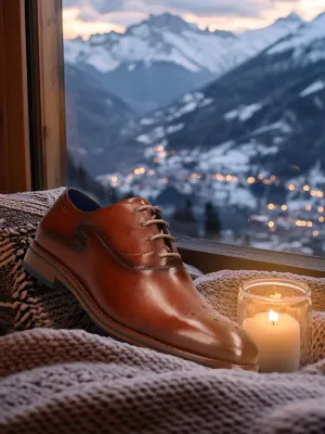 bugatti Cognac Premium Leather Oxford shoes