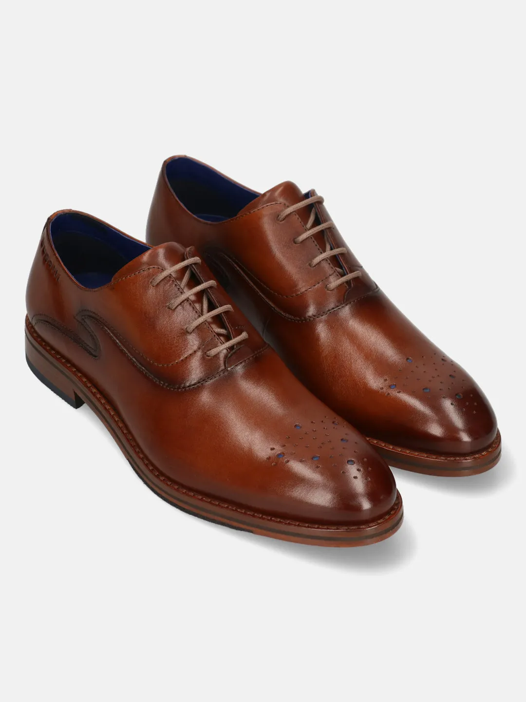 bugatti Cognac Premium Leather Oxford shoes