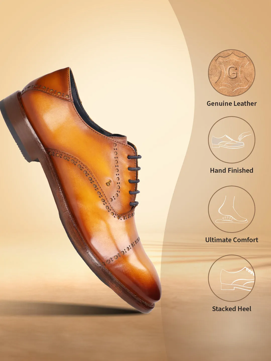 bugatti Yellow Premium Leather Oxford Shoes