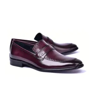 Corrente C0435-6797 Men's Shoes Burgundy Calf-Skin Leather Dress/Formal Loafers (CRT1457)