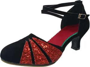 CsgrFagr Rhinestone Sandals for Womens Latin Dance Shoes Heeled Ballroom Salsa Tango Party Sequin Dance Shoes Sandals Women Ignite (Red, 7.5)