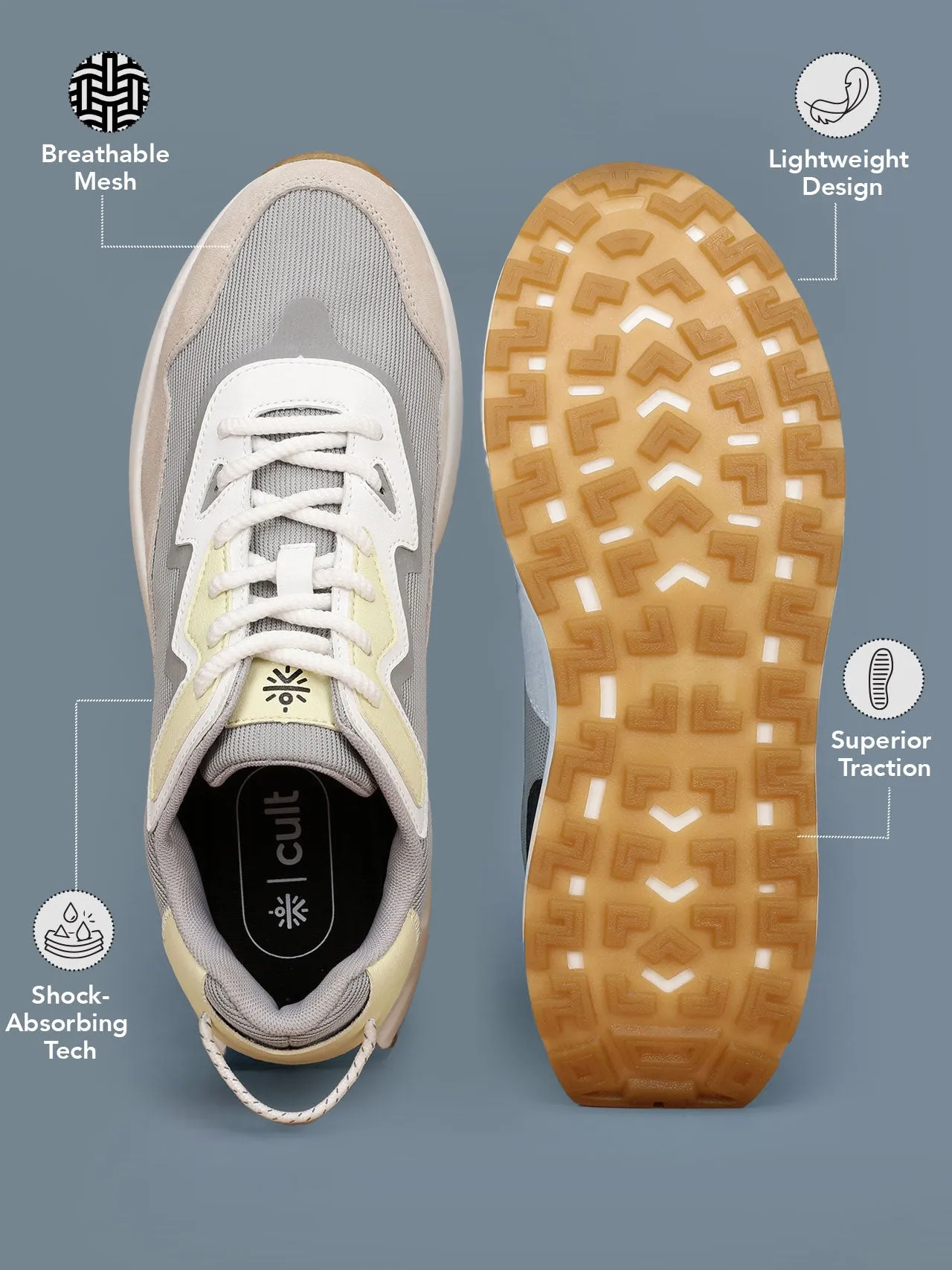 Cult Men's StarDust Sneaker Shoes - Grey/Beige