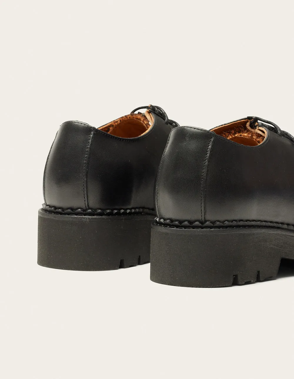 Derbies Deborah - Cuir noir et pony