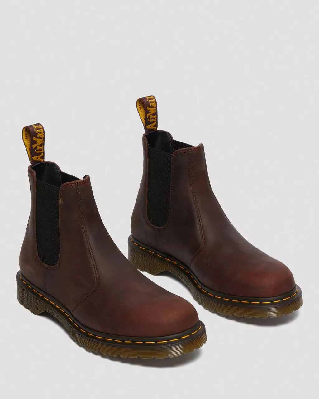 DR MARTENS 2976 WAXED FULL GRAIN LEATHER CHELSEA BOOTS - CHESTNUT BROWN