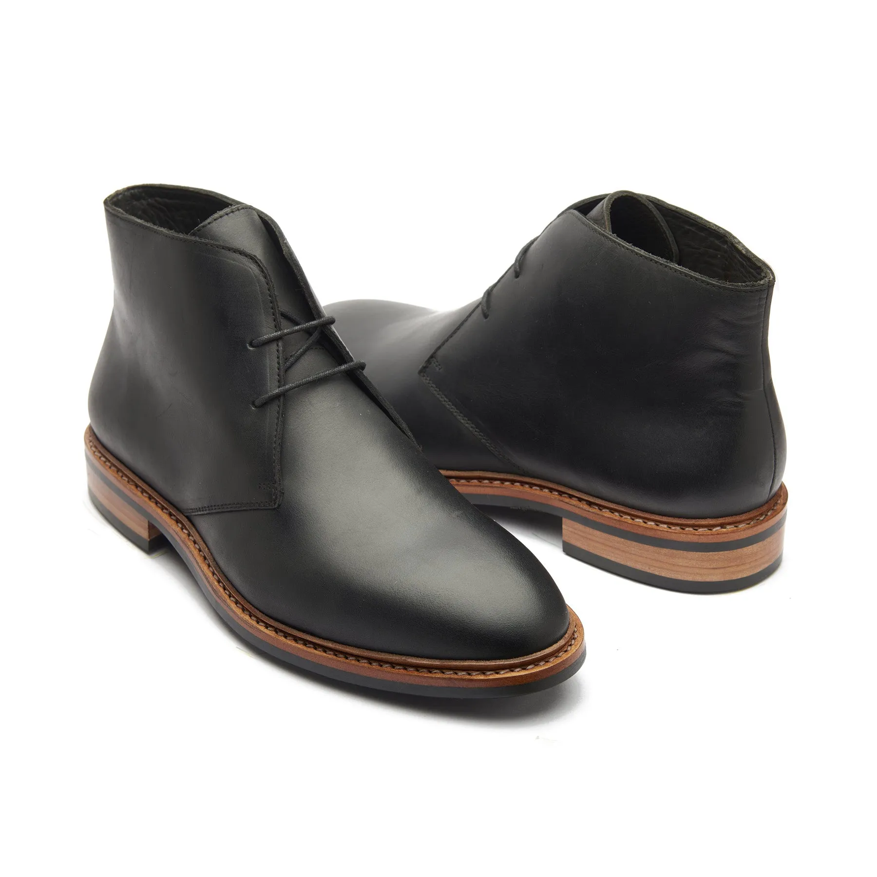 Fenrir, Chukka Boot - Black Pull-up | Storm Welt Construction | Hand Welted Stout Boots