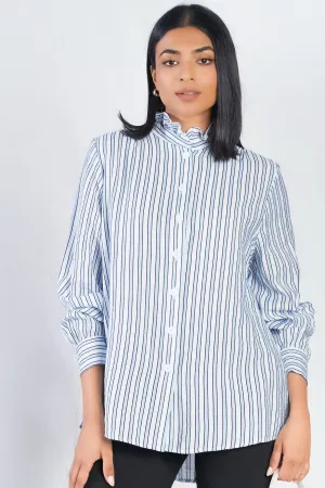 Frill Neck Stripe Shirt