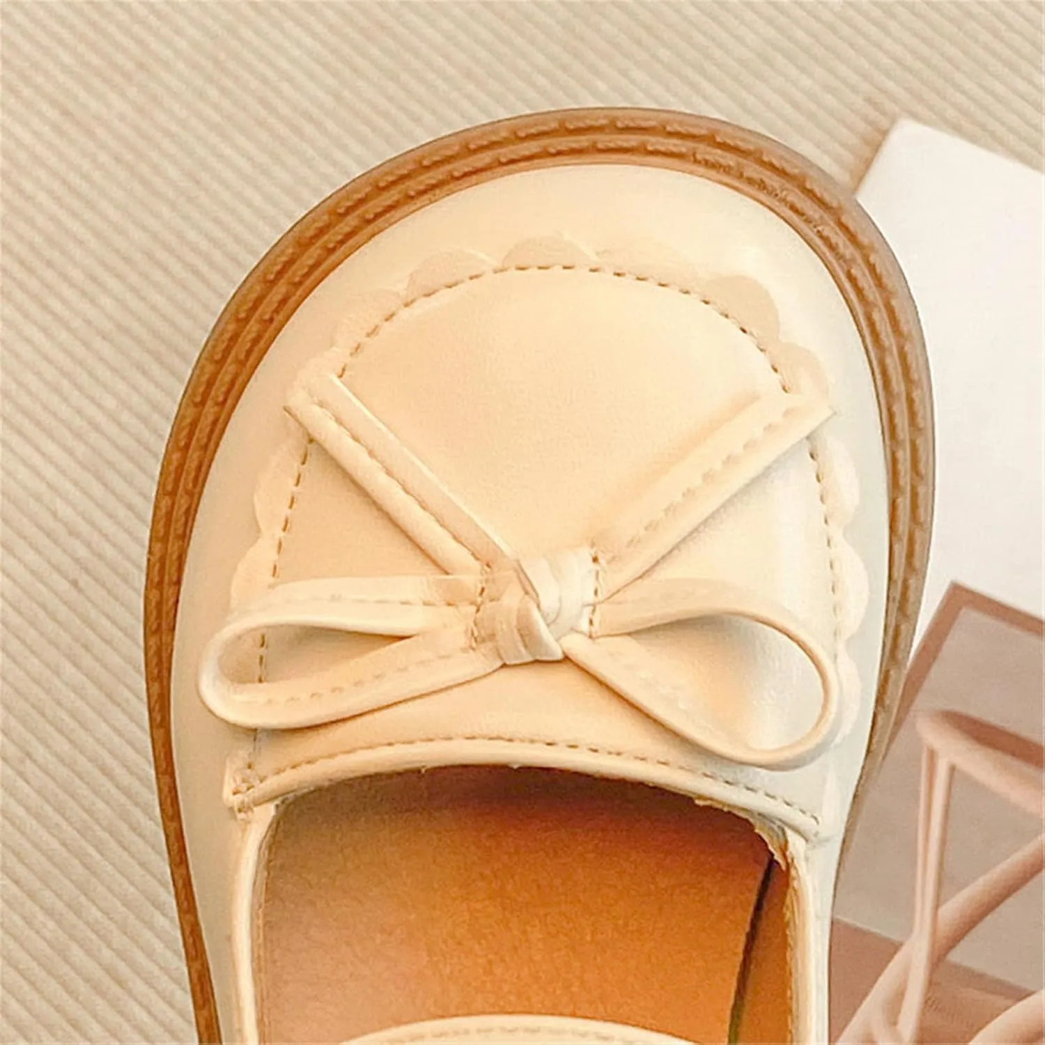 Girls Leather Bow Design Soft Round Toe Princess Dress Flat Shoes(Toddler/Little Kid/Big Kids) Toddler Walking