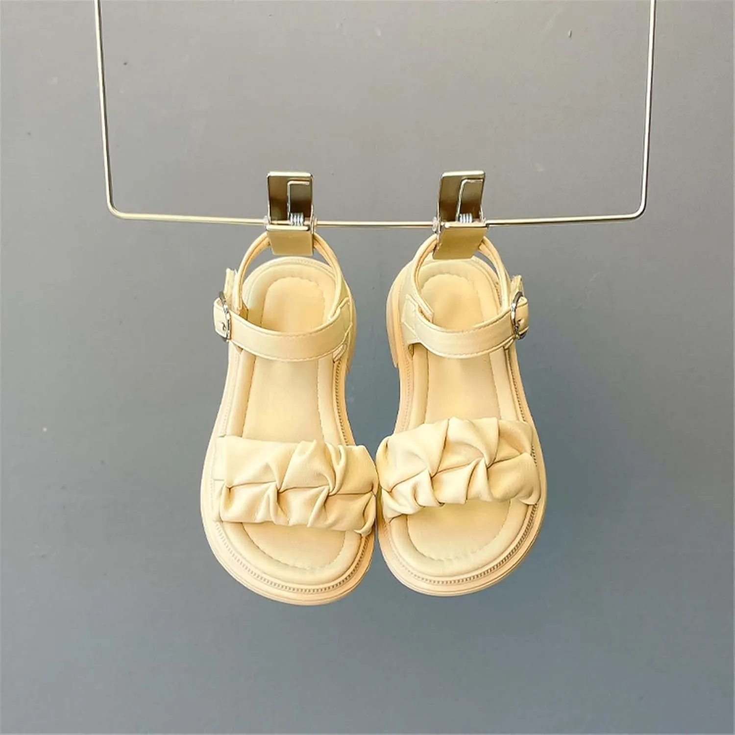 Girls Sandals Girls Sandals Open Air Pleated Design Princess Shoes Dress Flat Shoes Casual Nine Sandals for Girls