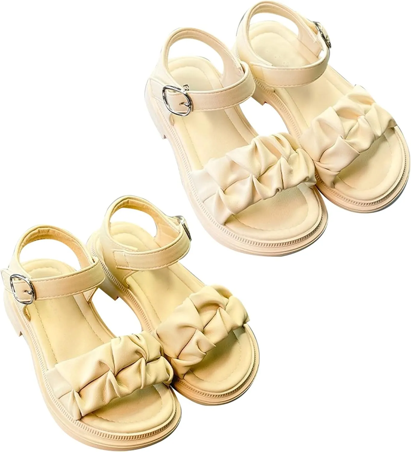 Girls Sandals Girls Sandals Open Air Pleated Design Princess Shoes Dress Flat Shoes Casual Nine Sandals for Girls
