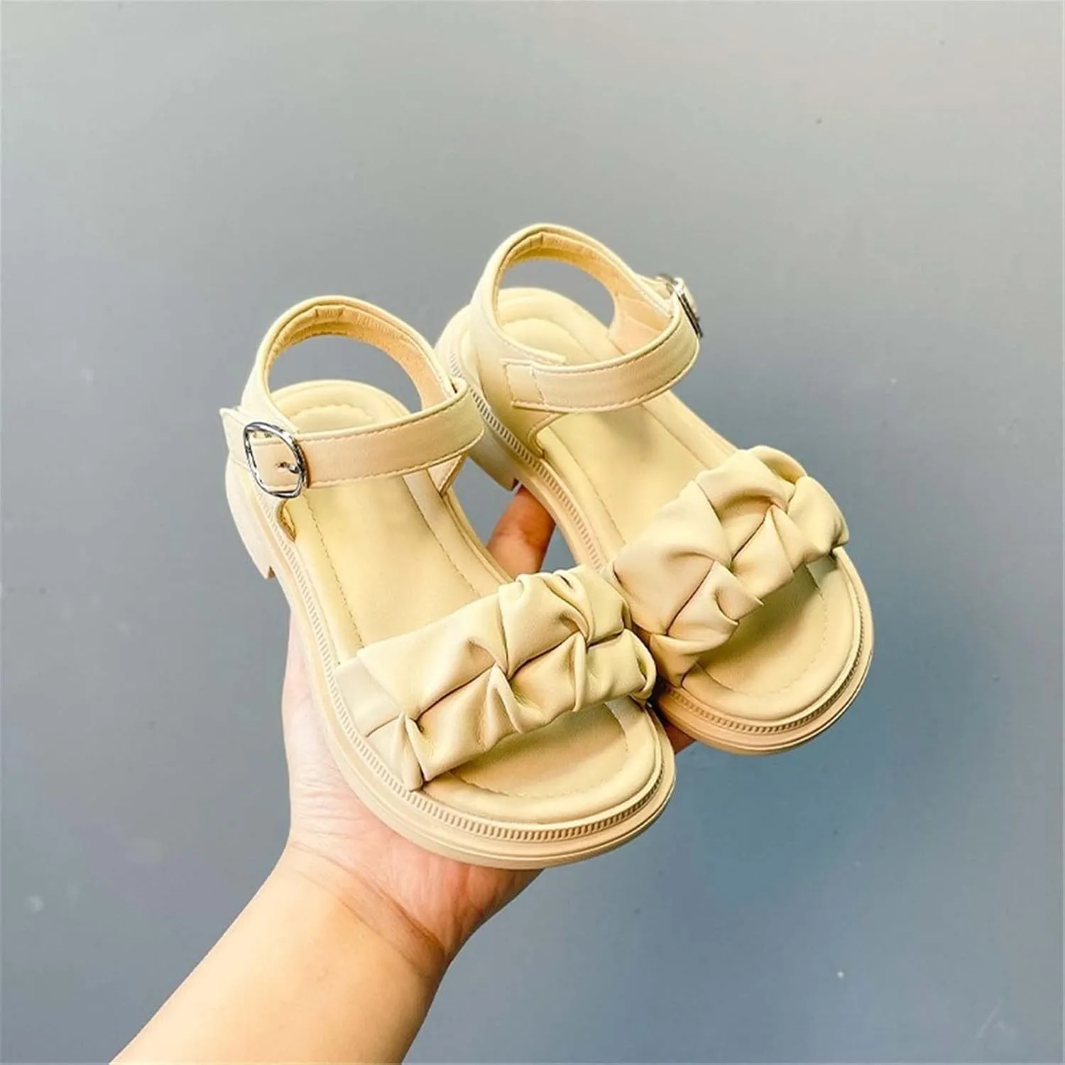 Girls Sandals Girls Sandals Open Air Pleated Design Princess Shoes Dress Flat Shoes Casual Nine Sandals for Girls