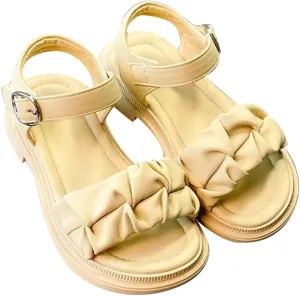 Girls Sandals Girls Sandals Open Air Pleated Design Princess Shoes Dress Flat Shoes Casual Nine Sandals for Girls