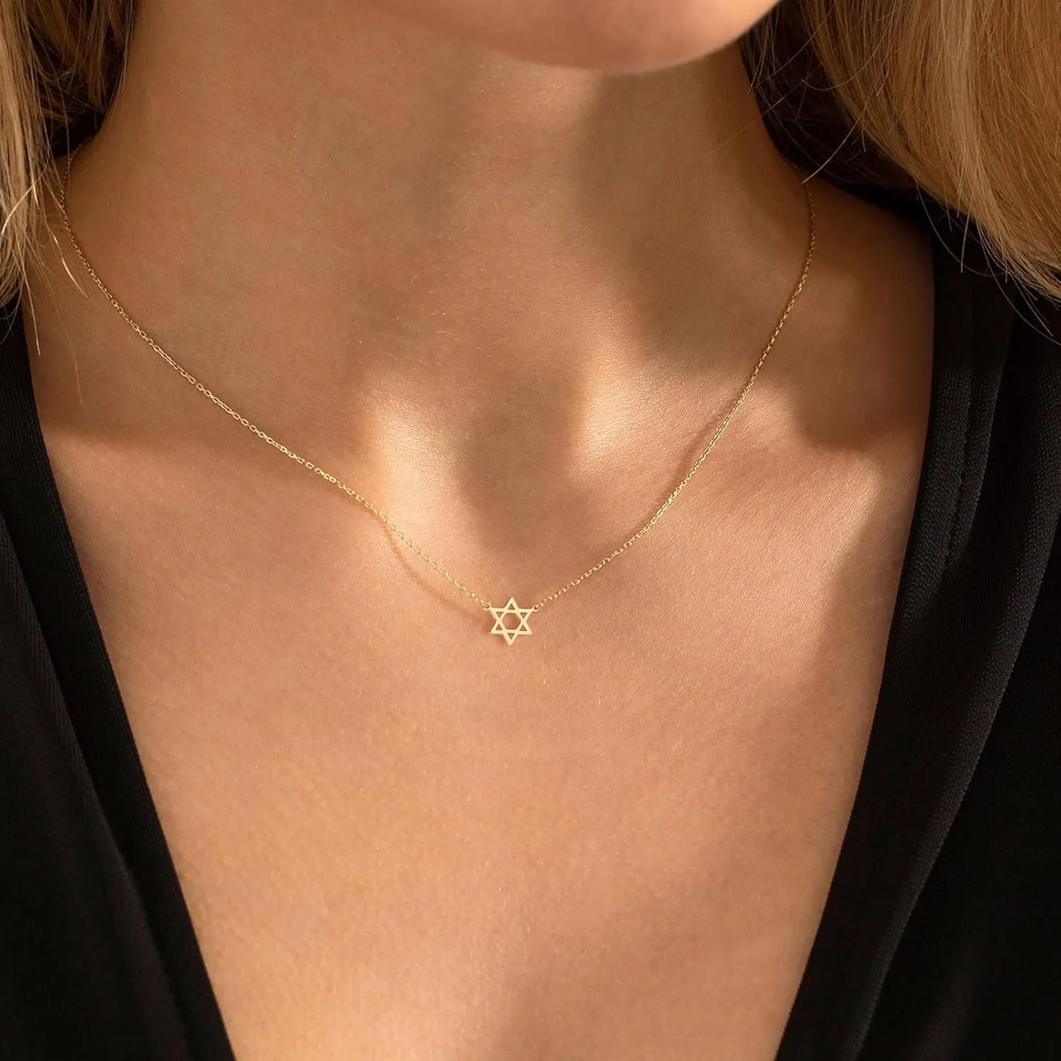 Gold Choker Necklace for Women Star of David Necklace Dainty Lucky Pendant Jewelry