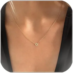 Gold Choker Necklace for Women Star of David Necklace Dainty Lucky Pendant Jewelry