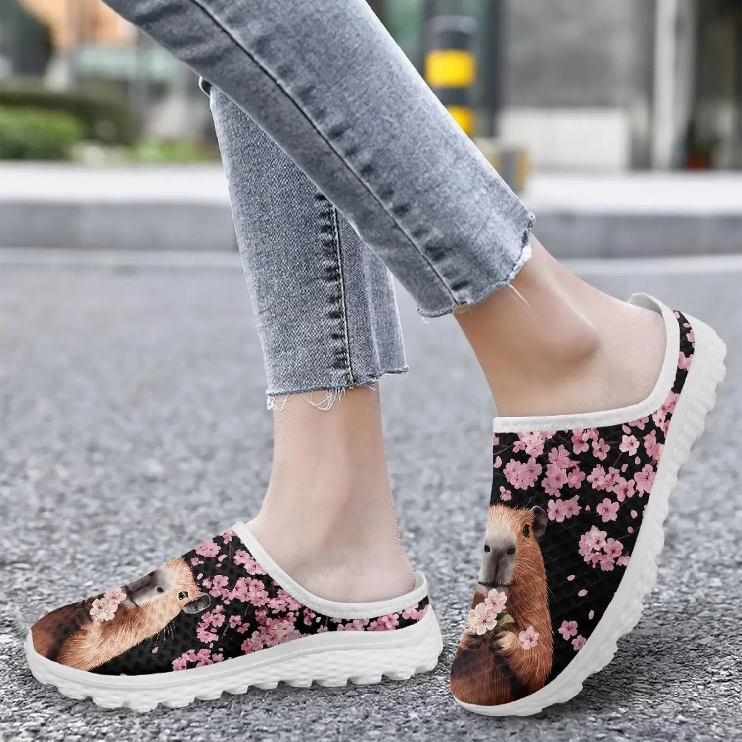 Half-Shoe Slippers Casual Sports Shoes Slip-On Walking Mules with Indoor Outdoor Anti-Skid Sole for Women