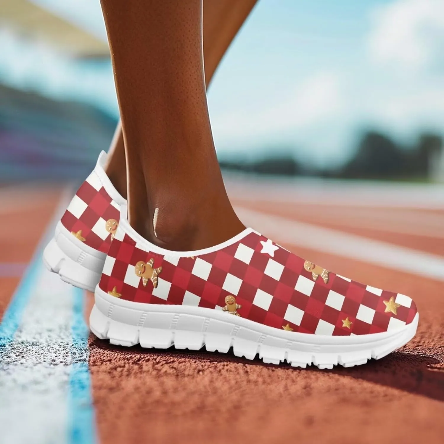 Heart Print Women's Running Shoes Slip On Sneakers Soft Loafers Low Top Non Slip Sports Walking Training Travel for Spring