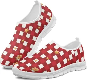 Heart Print Women's Running Shoes Slip On Sneakers Soft Loafers Low Top Non Slip Sports Walking Training Travel for Spring