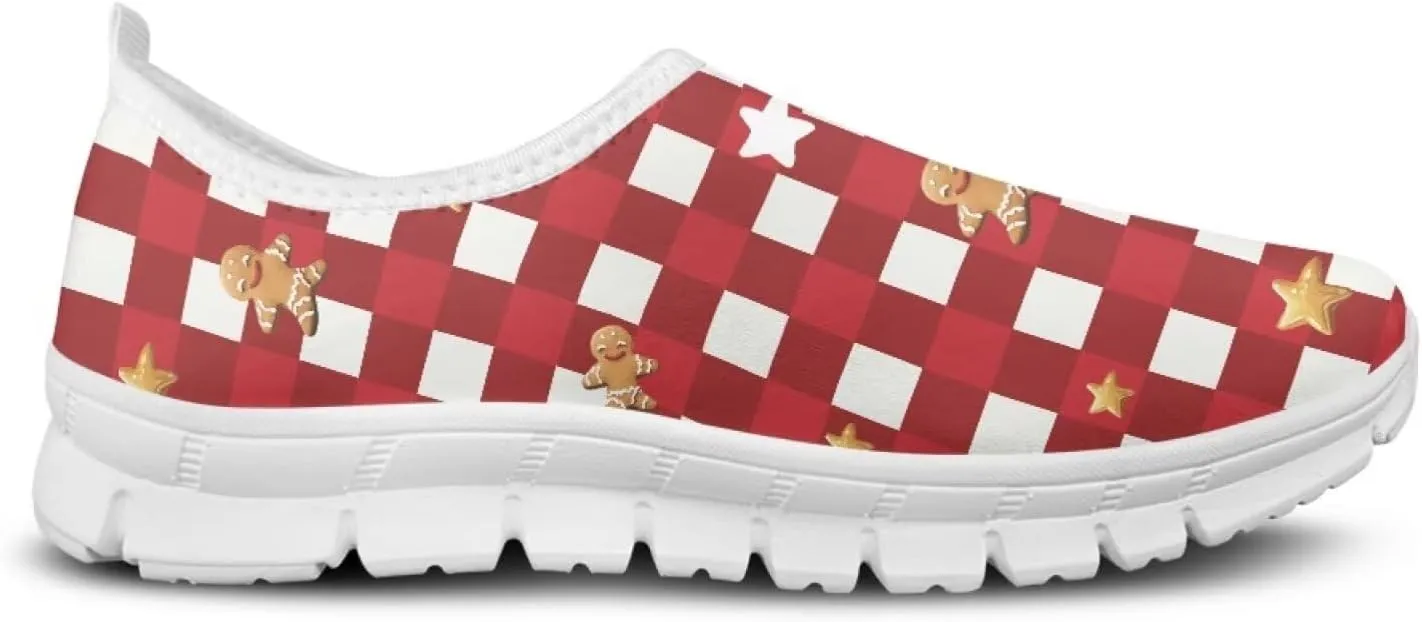 Heart Print Women's Running Shoes Slip On Sneakers Soft Loafers Low Top Non Slip Sports Walking Training Travel for Spring