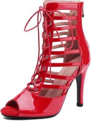 HROYL Women Peep Toe Stiletto Heels Class Dance Shoes Small Heel Latin Salsa Ballroom Dance Boots,Model K300