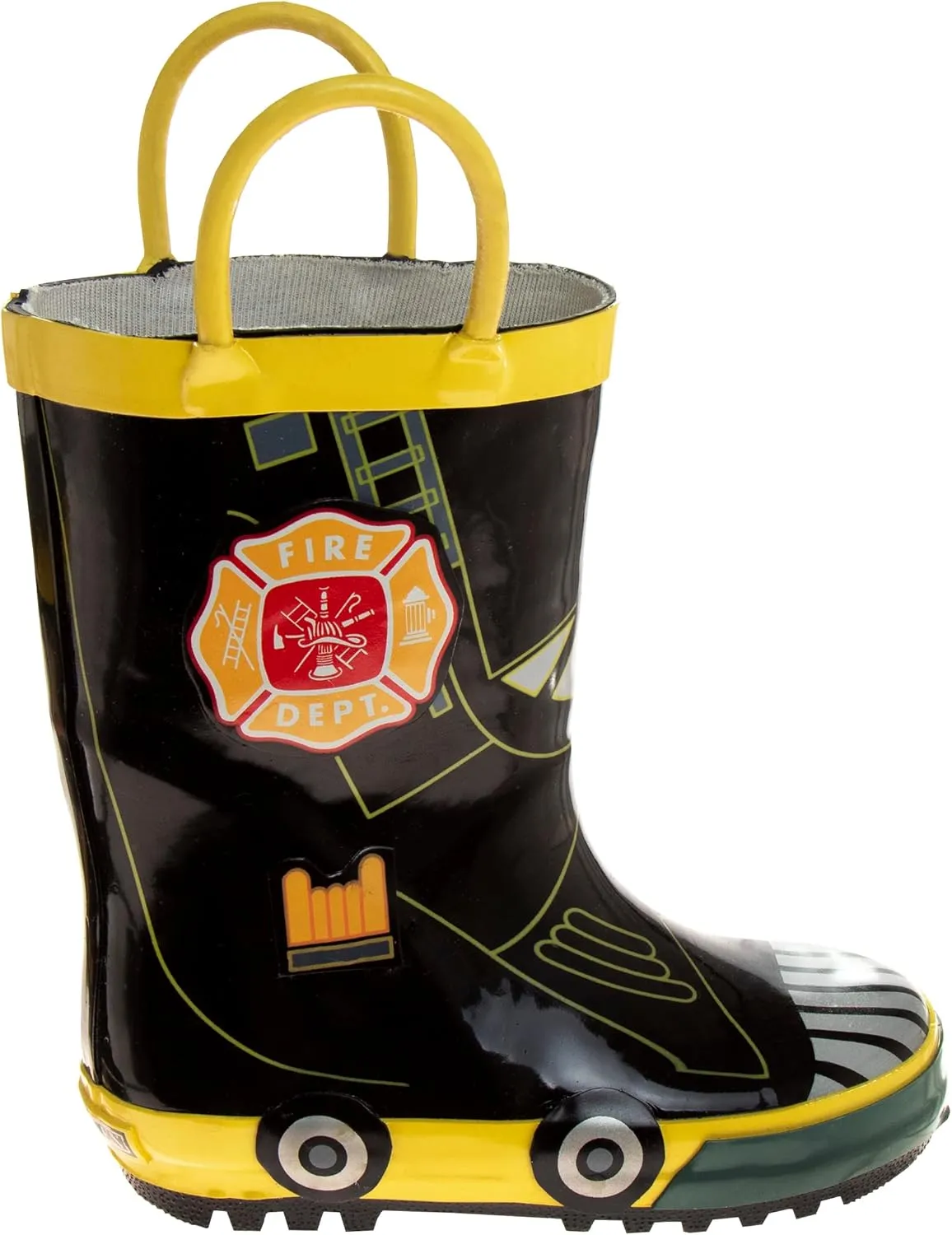 Joseph Allen Boys Firefighter Pull-up Loops Rubber Rainboots (Toddler - Little Kid)