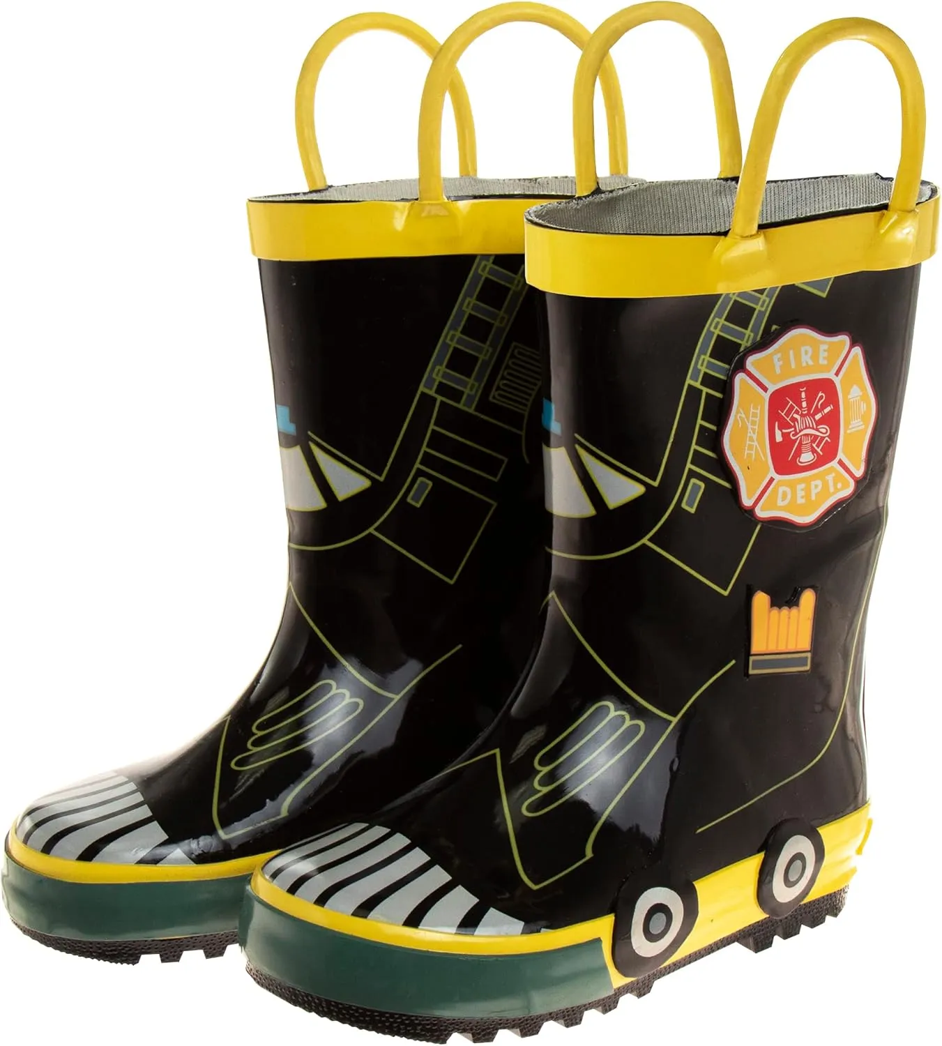 Joseph Allen Boys Firefighter Pull-up Loops Rubber Rainboots (Toddler - Little Kid)