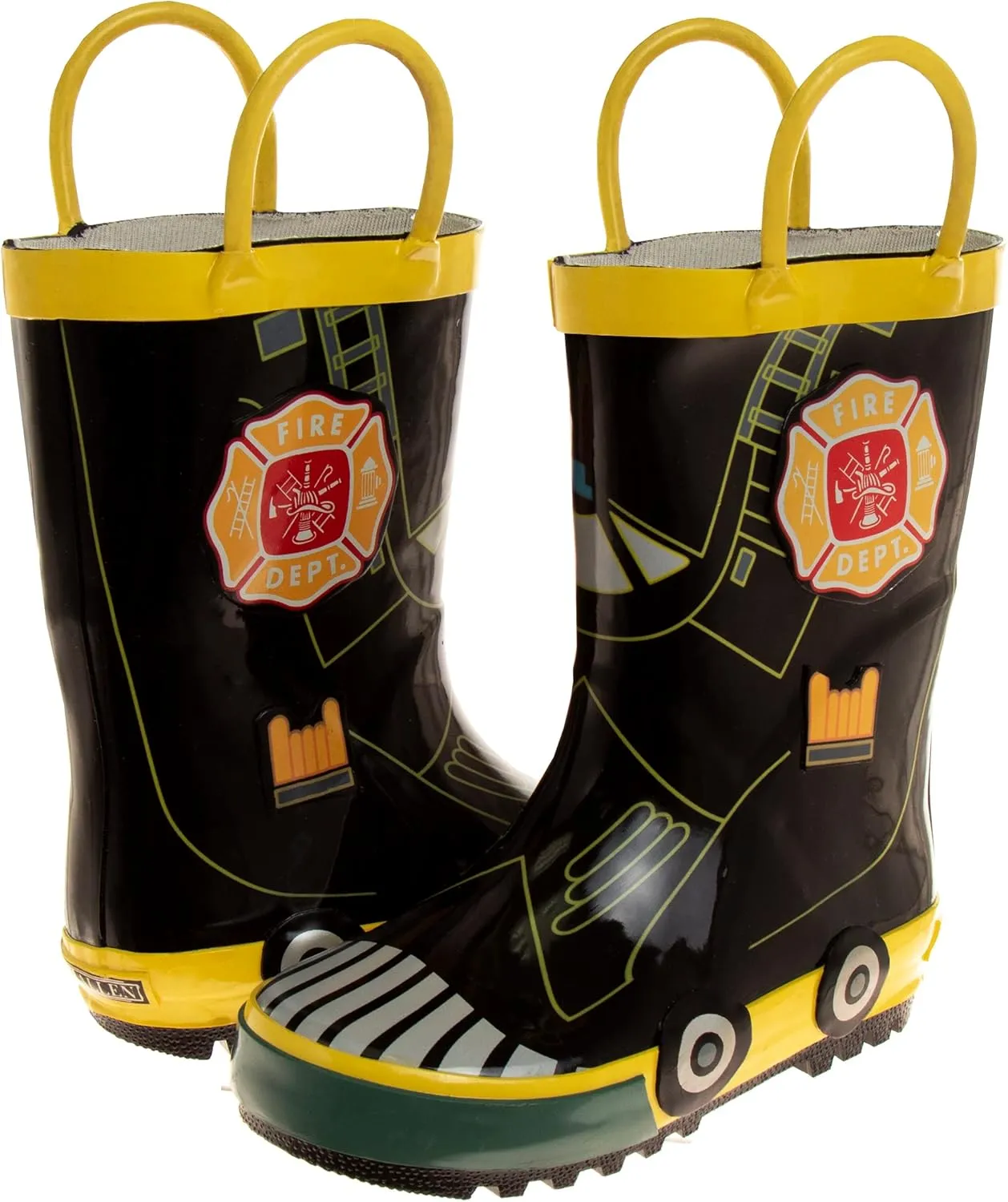 Joseph Allen Boys Firefighter Pull-up Loops Rubber Rainboots (Toddler - Little Kid)