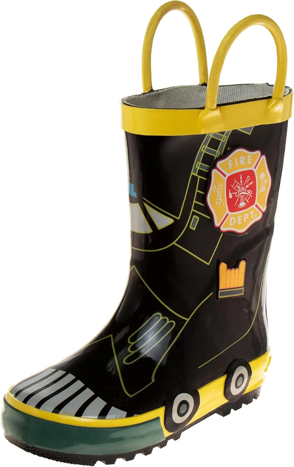 Joseph Allen Boys Firefighter Pull-up Loops Rubber Rainboots (Toddler - Little Kid)