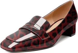 Joseywade Women Low Block Chunky Heel Pumps Slip On 1.5 Inch Square Toe Comfort Shoes