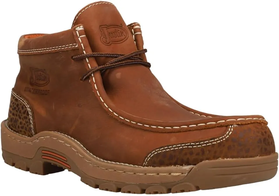 Justin Original Workboots Mens Crafton Waterproof Moc Toe Work Safety Shoes Casual - Brown