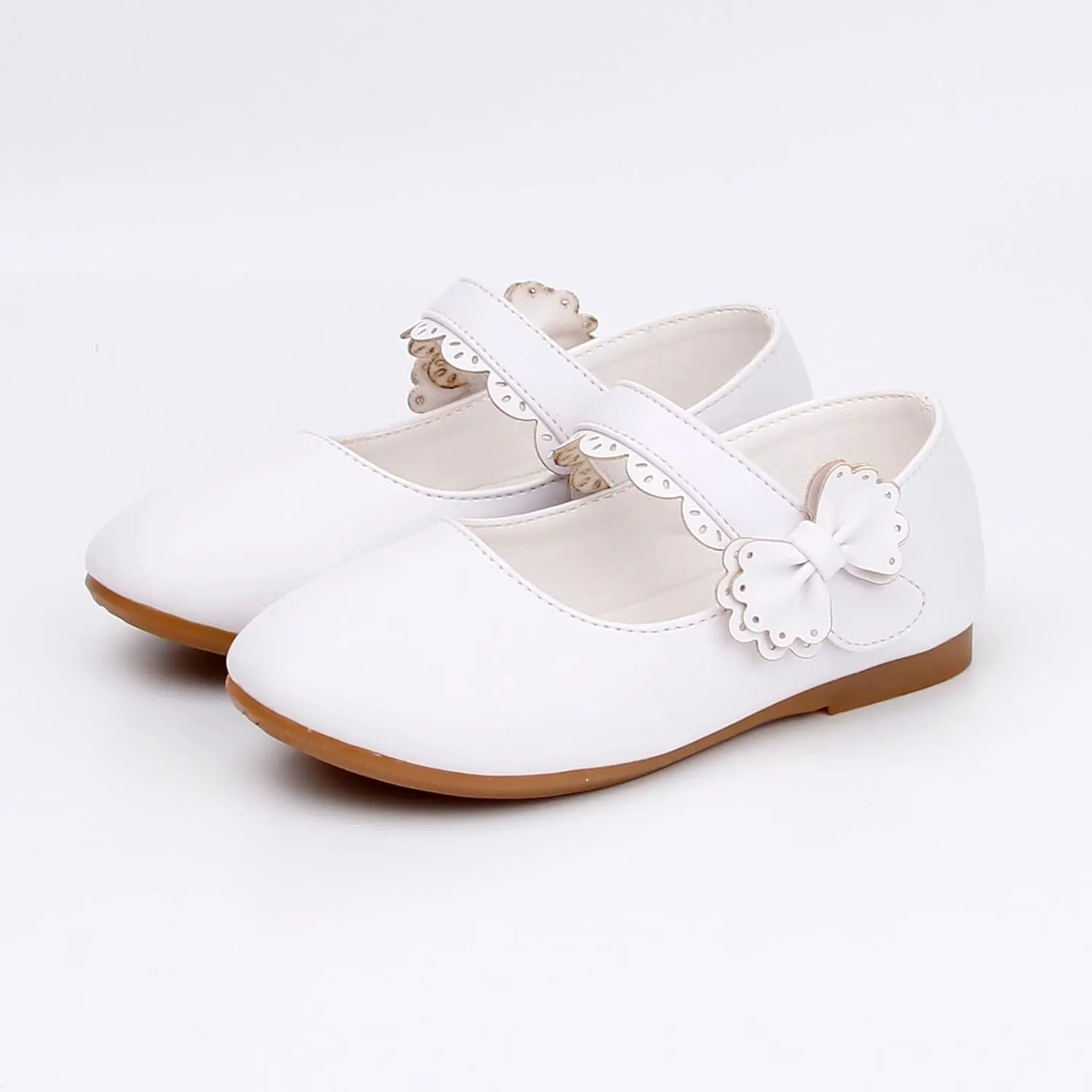 Kids Mary Jane Shoes Toddler Girls Anti-Slip Rubber Soft Sole Closed Toe Flat Princess Wedding Dress Shoes