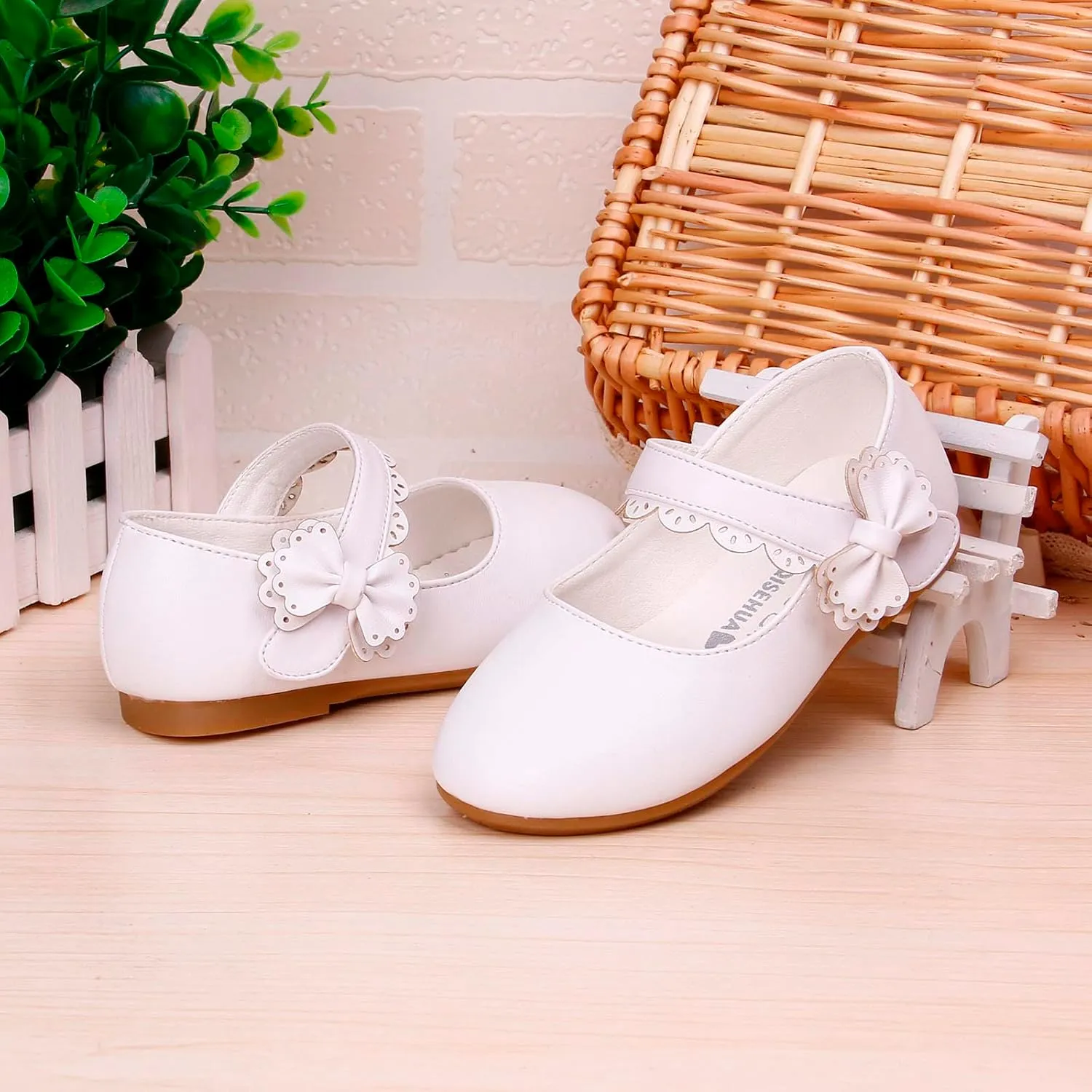 Kids Mary Jane Shoes Toddler Girls Anti-Slip Rubber Soft Sole Closed Toe Flat Princess Wedding Dress Shoes