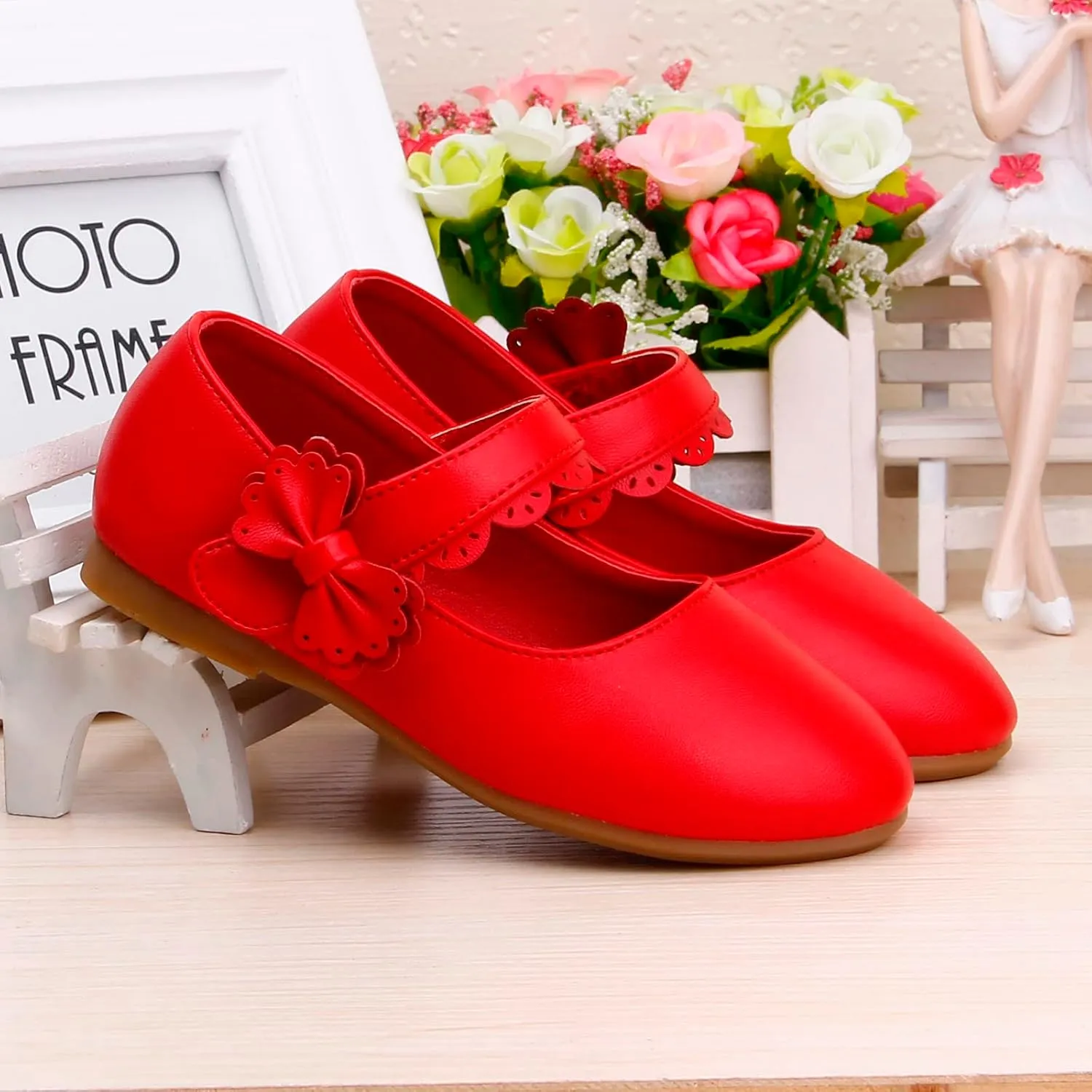 Kids Mary Jane Shoes Toddler Girls Anti-Slip Rubber Soft Sole Closed Toe Flat Princess Wedding Dress Shoes