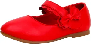 Kids Mary Jane Shoes Toddler Girls Anti-Slip Rubber Soft Sole Closed Toe Flat Princess Wedding Dress Shoes