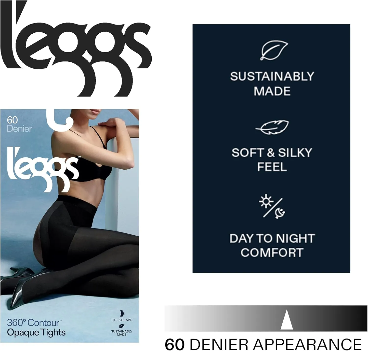 L'eggs Women's 360 Degree Opaque Contour Shaping Tights for Sculpted Style and Comfort
