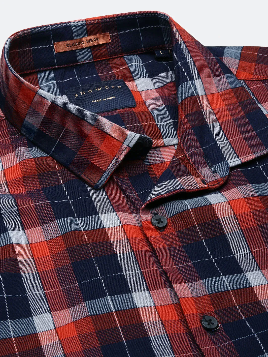 Men Brown Tartan Checked Slim Fit Shirt