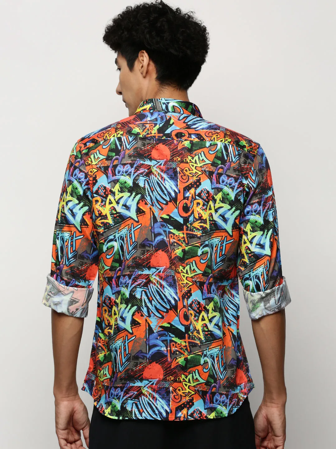 Men Multi Smart Graphic Printed Slim Fit Cotton Casual Shirt
