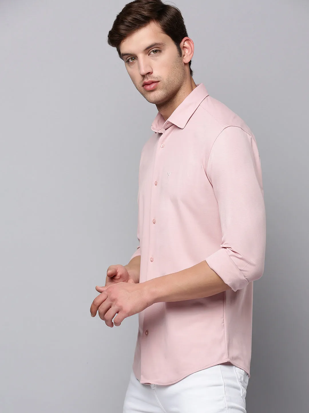 Men Pink Casual Cotton Shirt