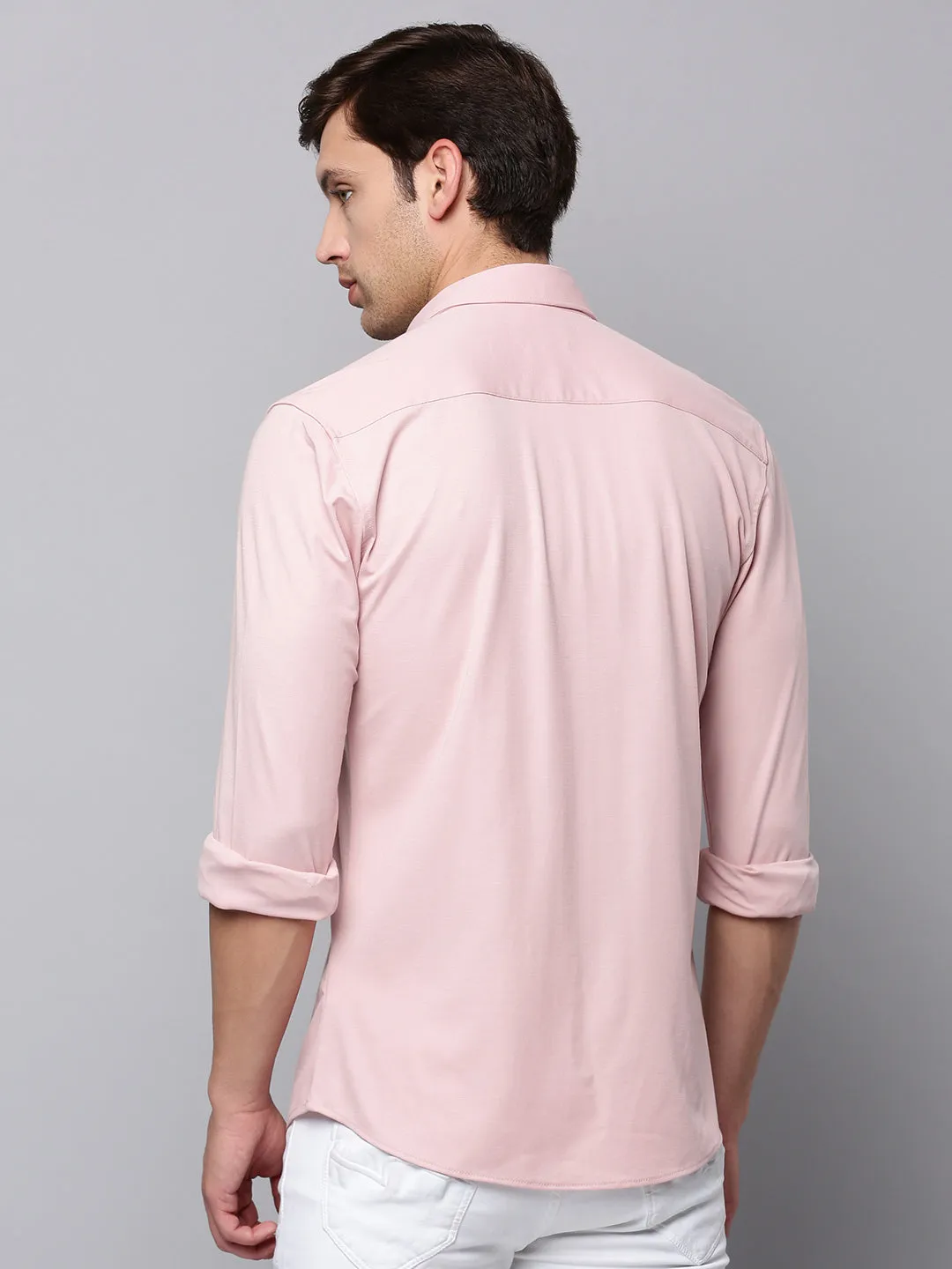 Men Pink Casual Cotton Shirt