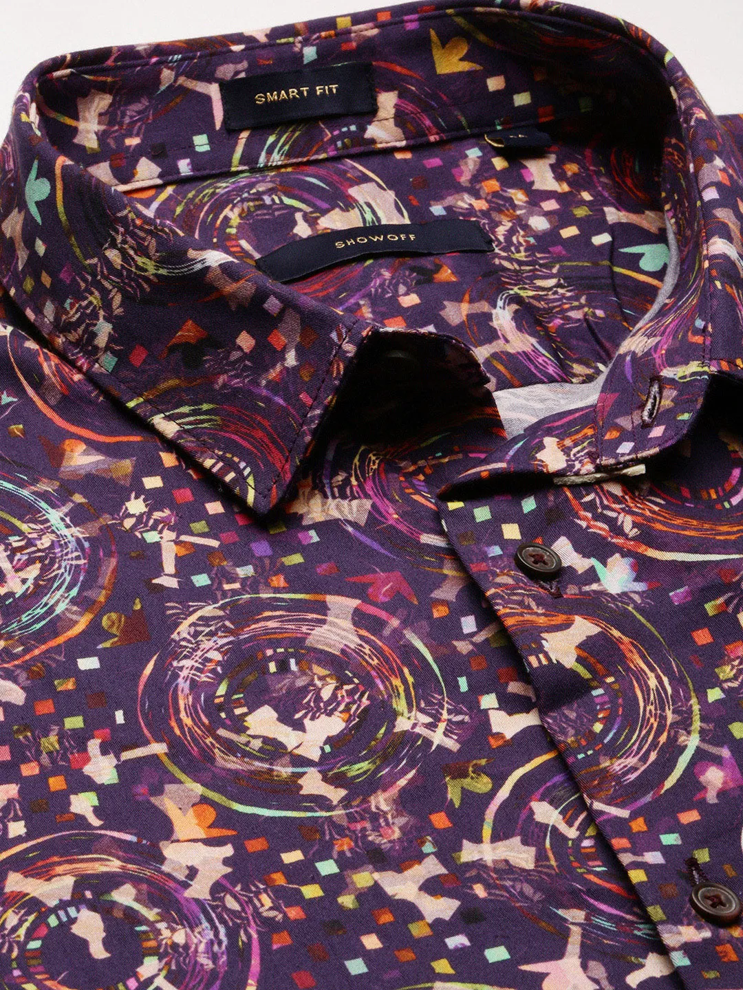 Men Purple Smart Slim Fit Floral Printed Cotton Casual Shirt