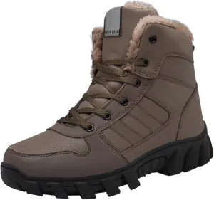 Men Work Boots Soft Toe Hiking Sneakers with Warm Fur Lining Women's Workout Shoes Non-Slip Winter Outdoor Botas Waterproof Non Slip Hike Grounded Footwear