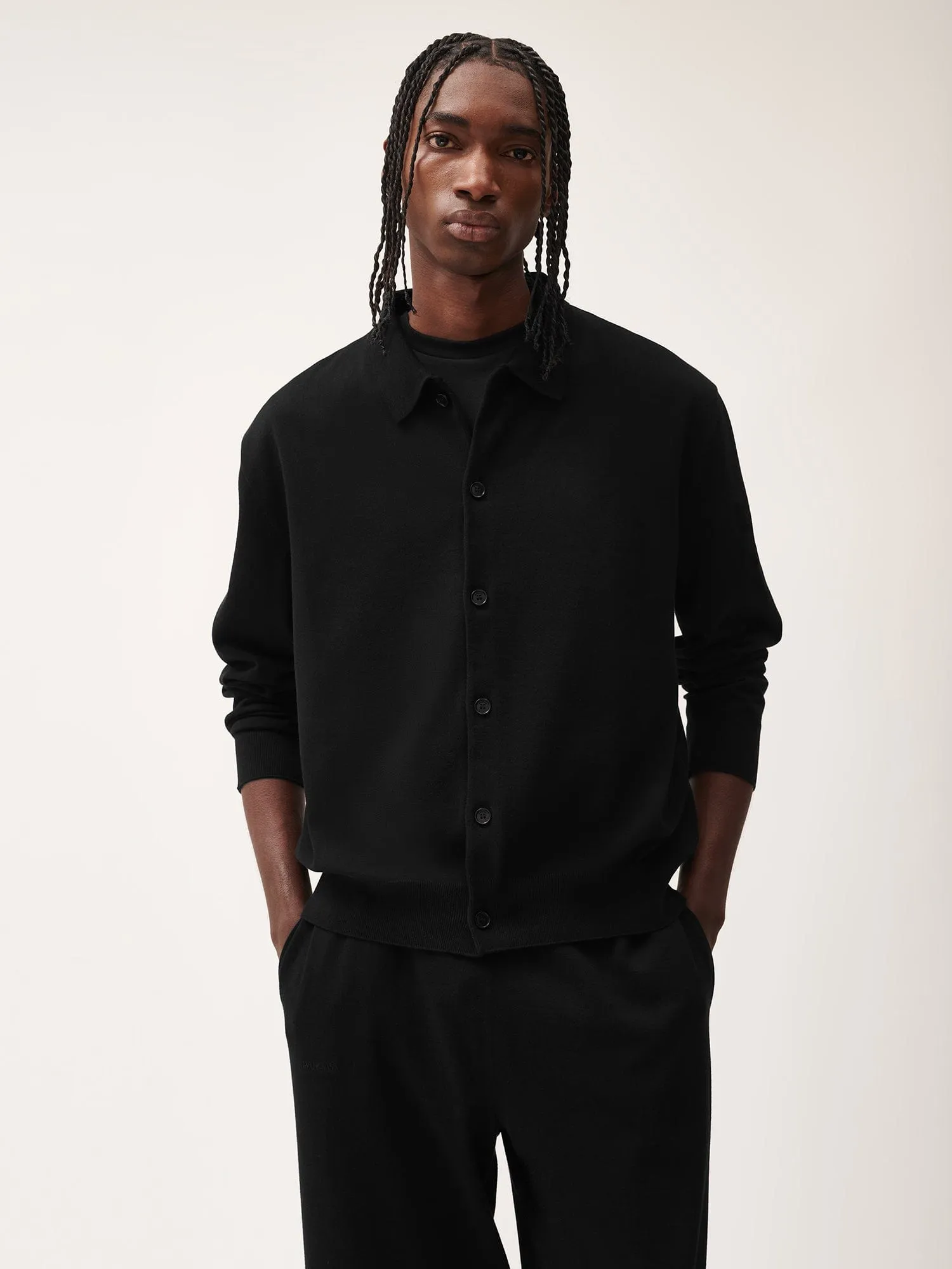 Mens DNA Knitted Collared Shirtblack