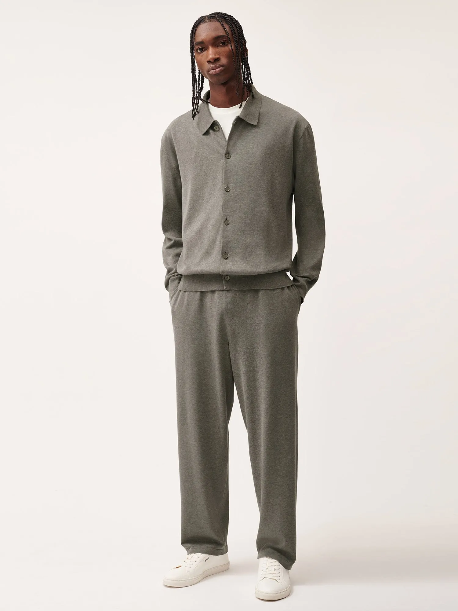 Mens DNA Knitted Collared Shirtgrey marl