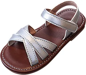 Open Toe Strap Beach Sandals for Little Girls Solid Color Soft Bottom Sandals for Toddler Girl Size 3