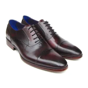 Paul Parkman Men's Captoe Oxfords Black Purple Shoes (ID#074-PURP-BLK)