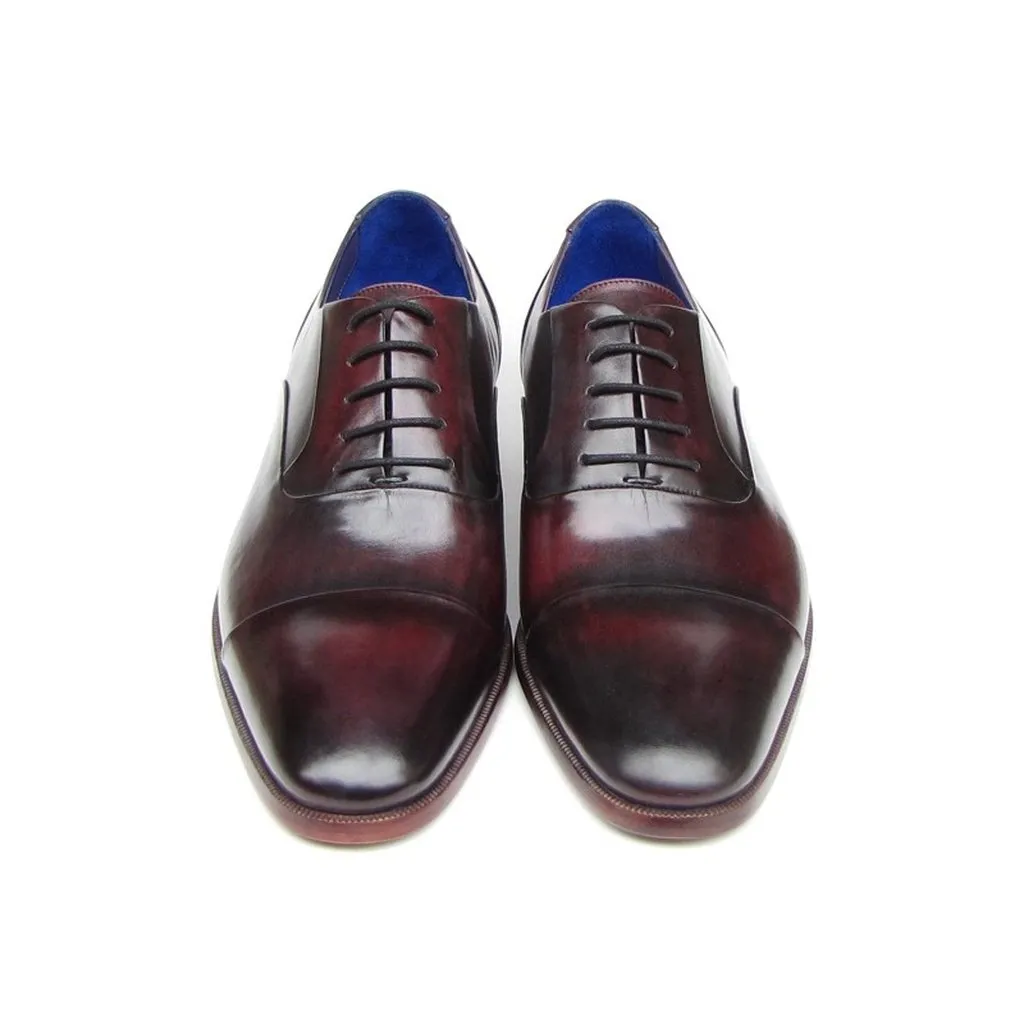 Paul Parkman Men's Captoe Oxfords Black Purple Shoes (ID#074-PURP-BLK)