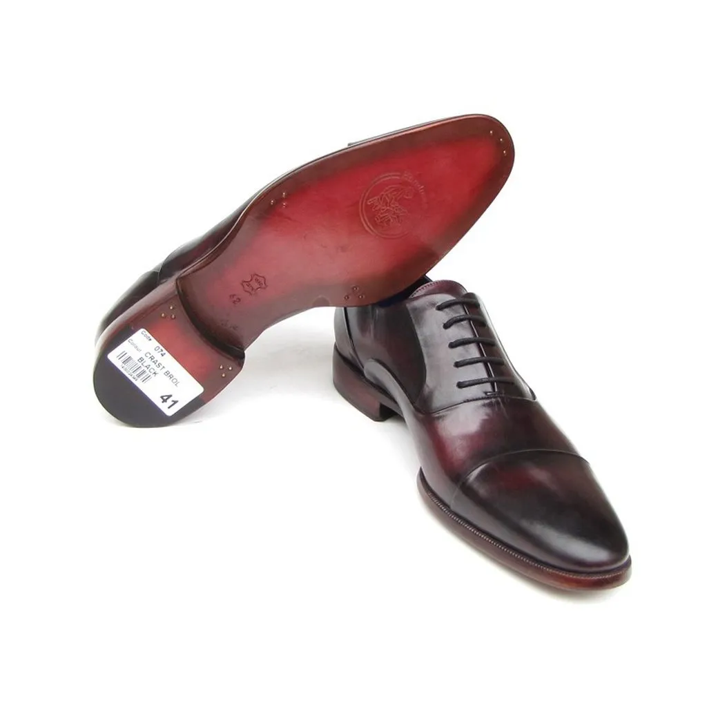 Paul Parkman Men's Captoe Oxfords Black Purple Shoes (ID#074-PURP-BLK)